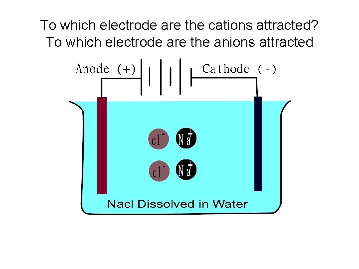 To which electrode are the cations attracted? To which electrode are the anions attracted