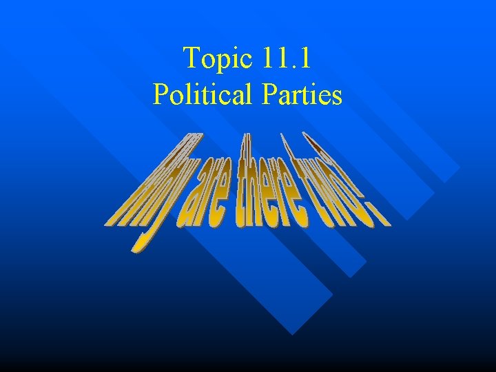 Topic 11. 1 Political Parties 