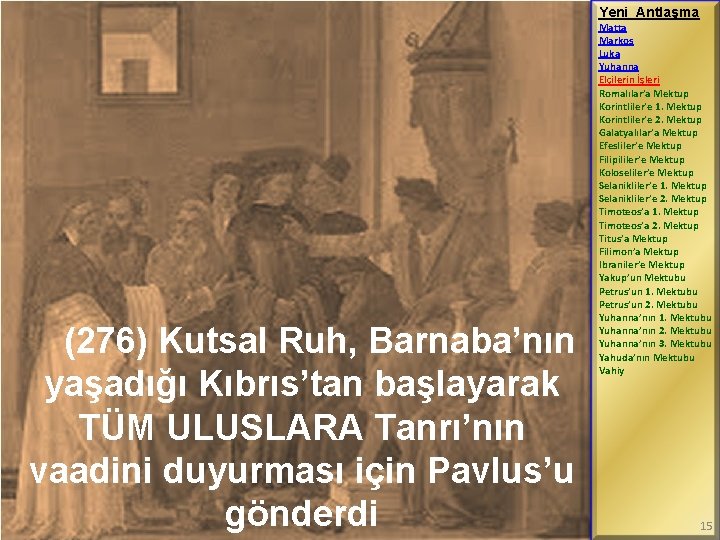 Yeni Antlaşma (276) Kutsal Ruh, Barnaba’nın yaşadığı Kıbrıs’tan başlayarak TÜM ULUSLARA Tanrı’nın vaadini duyurması