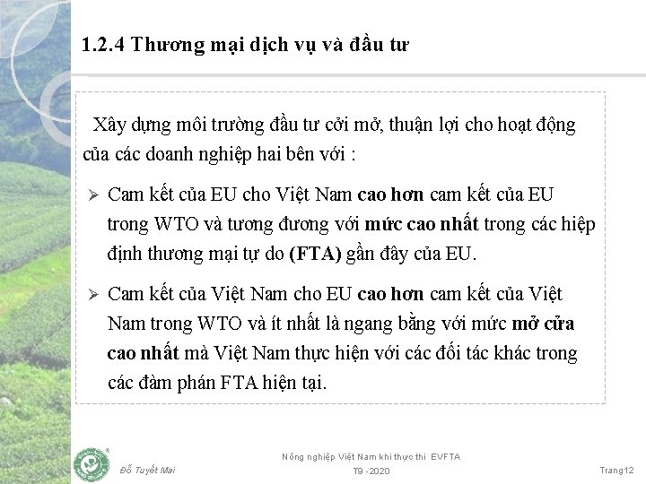  1. 2. 4 Thương mại dịch vụ và đầu tư Xây dựng môi