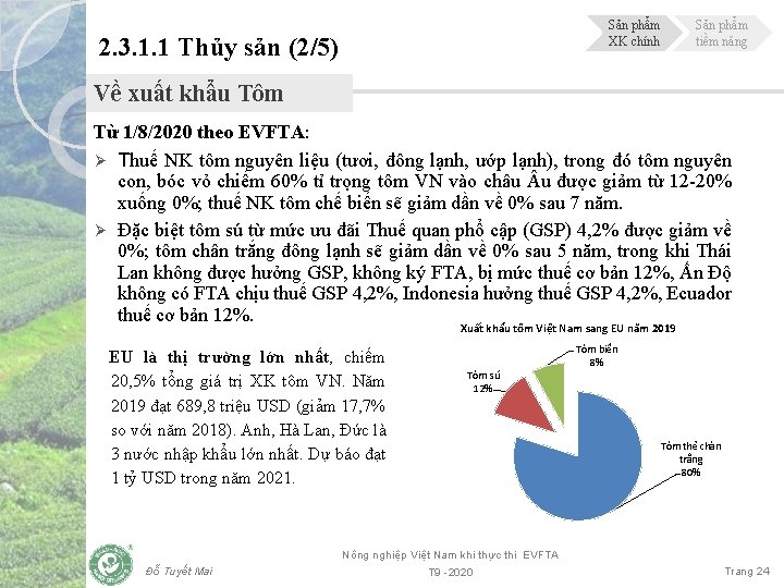 Sản phẩm XK chính 2. 3. 1. 1 Thủy sản (2/5) Sản phẩm tiềm