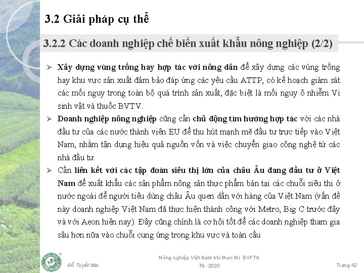 3. 2 Giải pháp cụ thể 3. 2. 2 Các doanh nghiệp chế biến