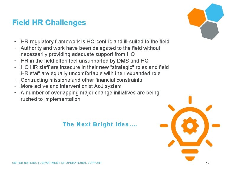 Field HR Challenges • HR regulatory framework is HQ-centric and ill-suited to the field