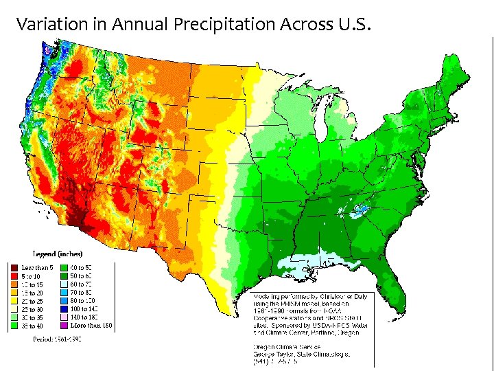 Variation in Annual Precipitation Across U. S. 