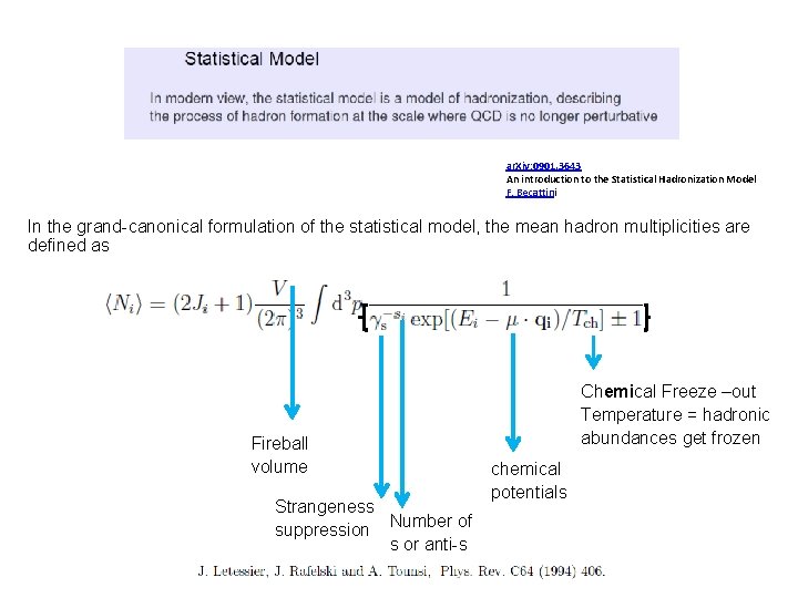 ar. Xiv: 0901. 3643 An introduction to the Statistical Hadronization Model F. Becattini In