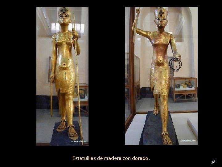 Estatuillas de madera con dorado. 38 