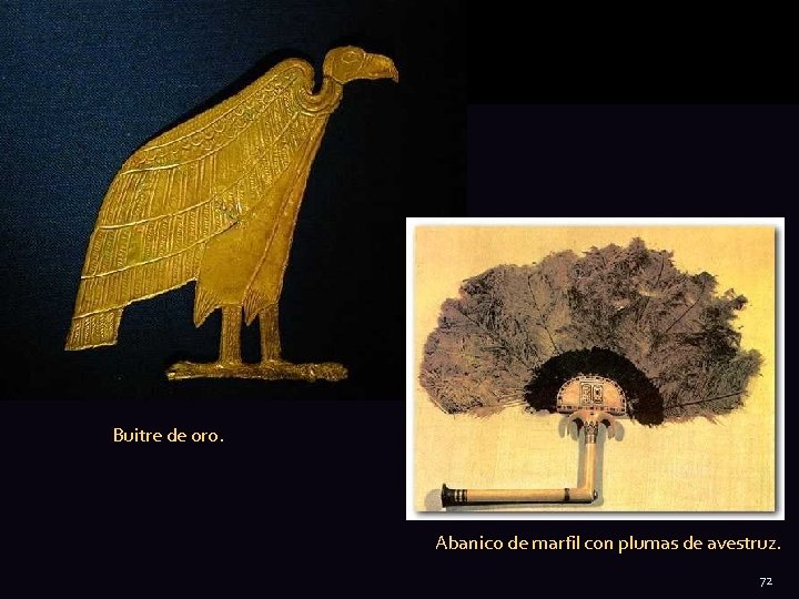 Buitre de oro. Abanico de marfil con plumas de avestruz. 72 
