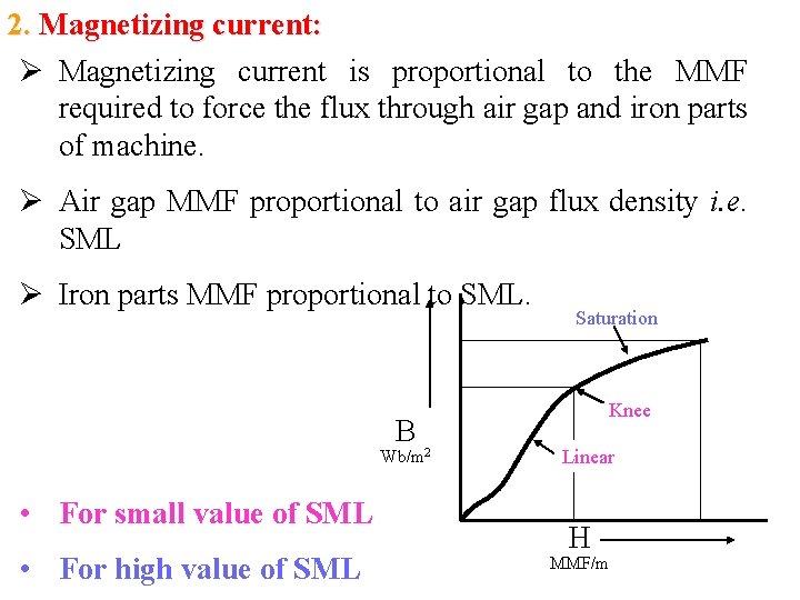 2. Magnetizing current: Ø Magnetizing current is proportional to the MMF required to force