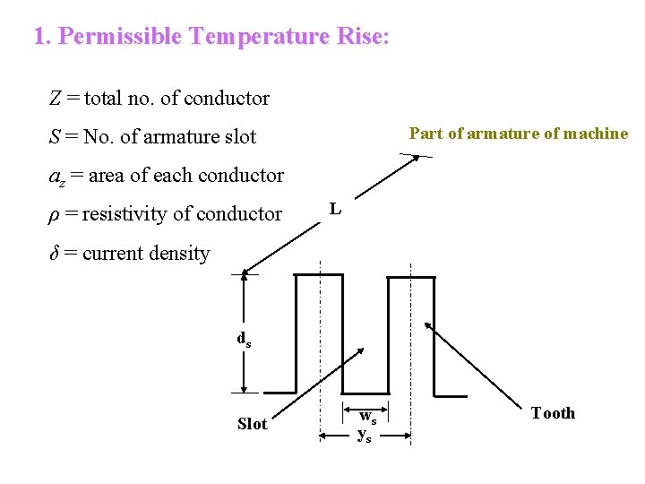 1. Permissible Temperature Rise: Z = total no. of conductor Part of armature of