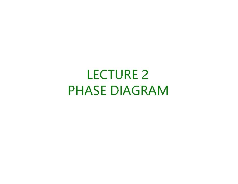 LECTURE 2 PHASE DIAGRAM 