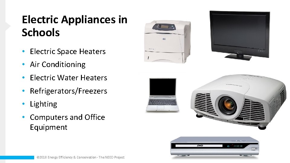 Electric Appliances in Schools • Electric Space Heaters • Air Conditioning • Electric Water