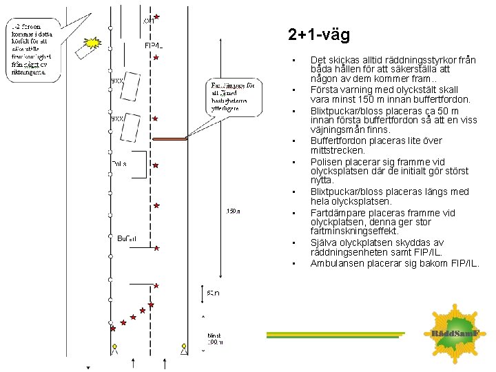 2+1 -väg • • • Det skickas alltid räddningsstyrkor från båda hållen för att