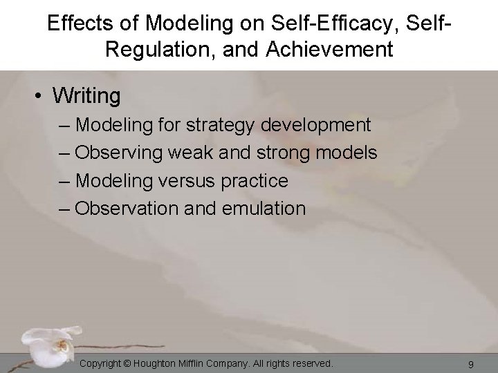 Effects of Modeling on Self-Efficacy, Self. Regulation, and Achievement • Writing – Modeling for