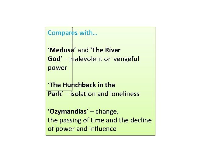 Compares with… ‘Medusa’ and ‘The River God’ – malevolent or vengeful power ‘The Hunchback