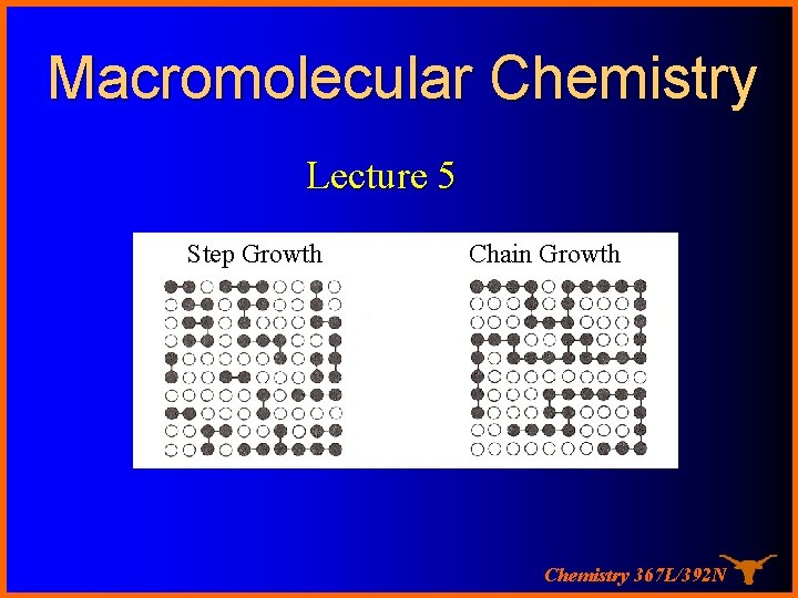 Macromolecular Chemistry Lecture 5 Step Growth Chain Growth Chemistry 367 L/392 N 