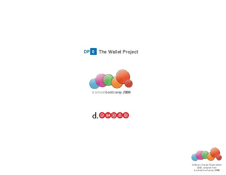 DP 0 The Wallet Project d. school. bootcamp. 2008 Software Design Explorations 2009, adapted