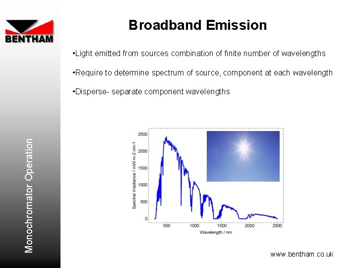Broadband Emission • Light emitted from sources combination of finite number of wavelengths •