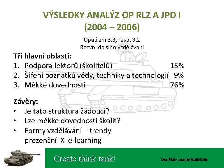 VÝSLEDKY ANALÝZ OP RLZ A JPD I (2004 – 2006) Opatření 3. 3, resp.