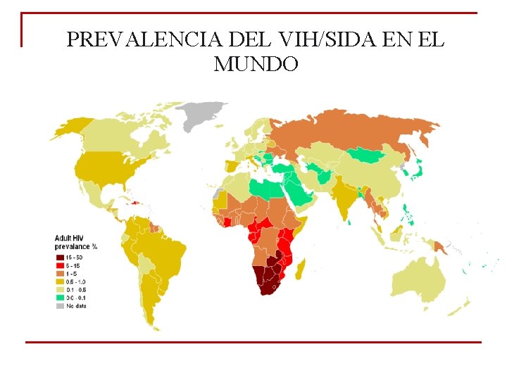 PREVALENCIA DEL VIH/SIDA EN EL MUNDO PREVALENCIA DEL VIH/SIDA EN EL MUNDO