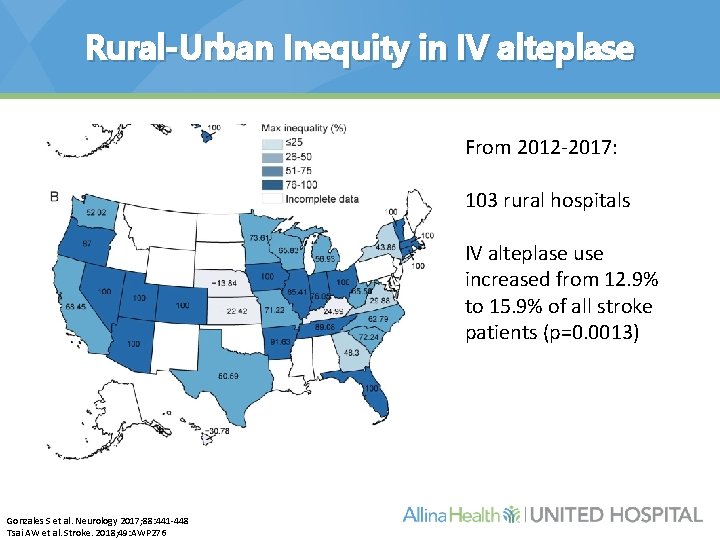 Rural-Urban Inequity in IV alteplase From 2012 -2017: 103 rural hospitals IV alteplase use