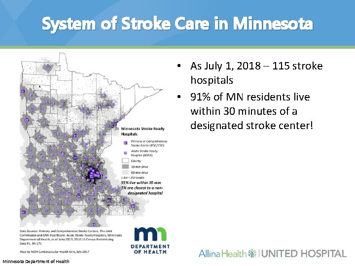 System of Stroke Care in Minnesota • As July 1, 2018 – 115 stroke