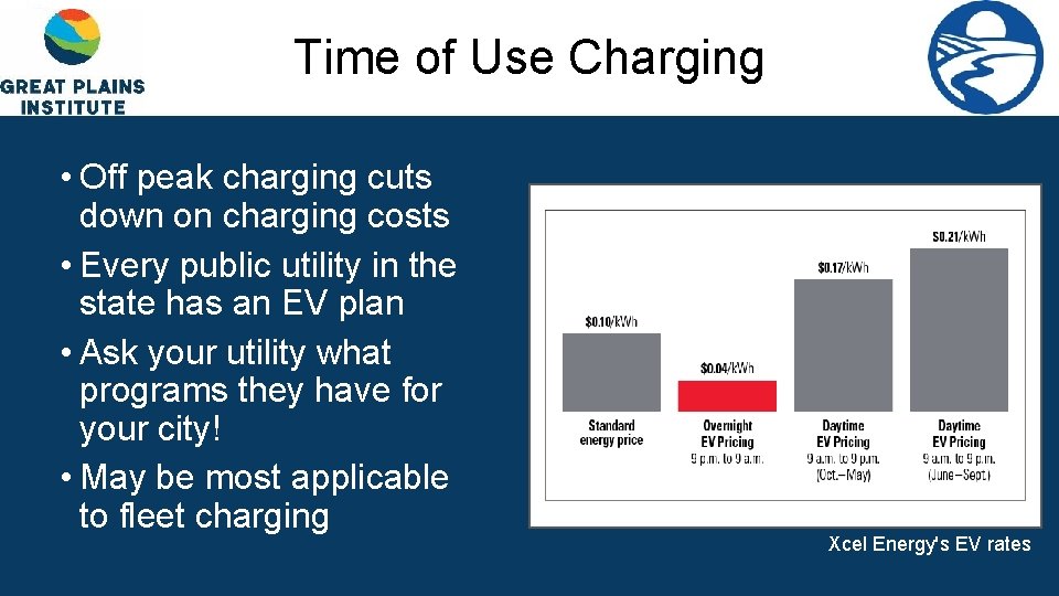 Time of Use Charging • Off peak charging cuts down on charging costs •