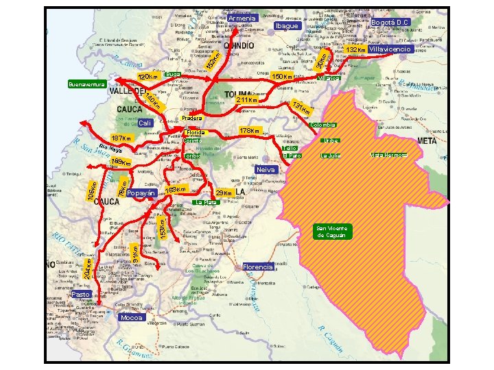 Armenia Bogotá D. C Ibague 15 30 K 2 K m m 132 Km