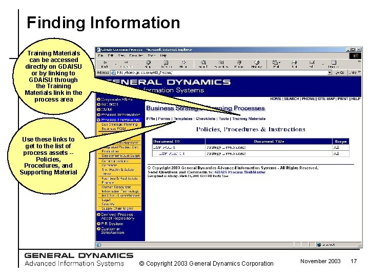 Finding Information Training Materials can be accessed directly on GDAISU or by linking to