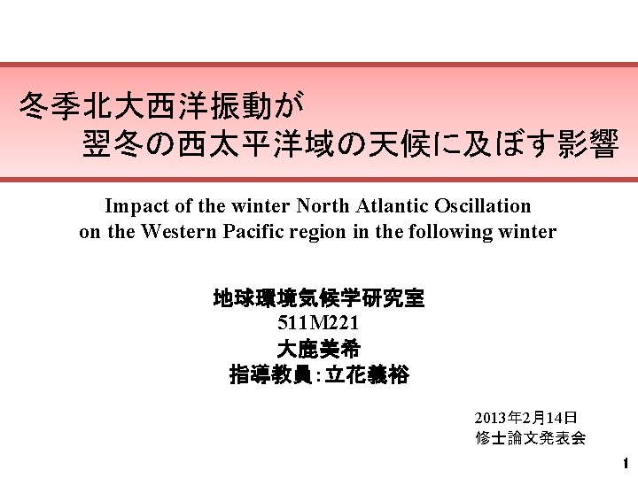 Impact of the winter North Atlantic Oscillation on