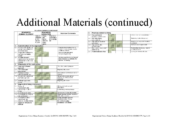 Additional Materials (continued) 