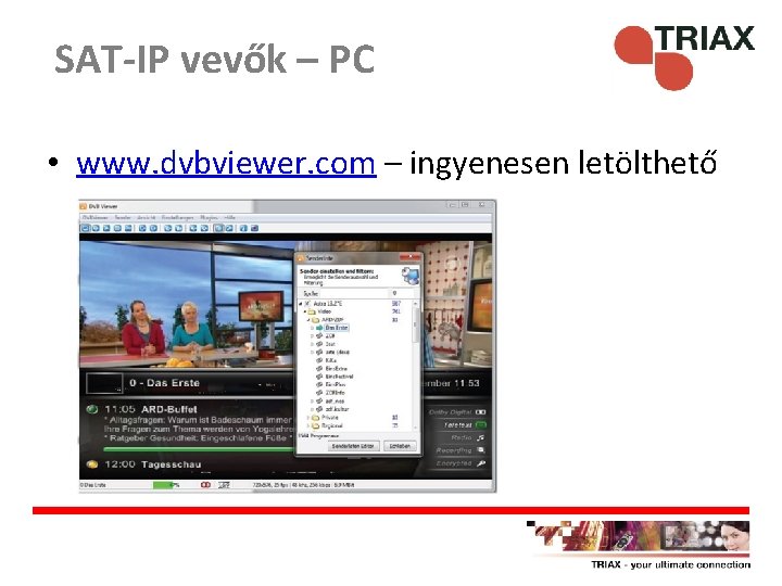 SAT-IP vevők – PC • www. dvbviewer. com – ingyenesen letölthető 