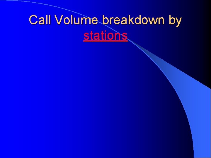 Call Volume breakdown by stations 