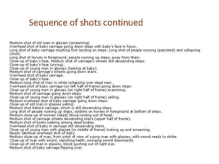 Sequence of shots continued Medium shot of old man in glasses (screaming). Overhead shot