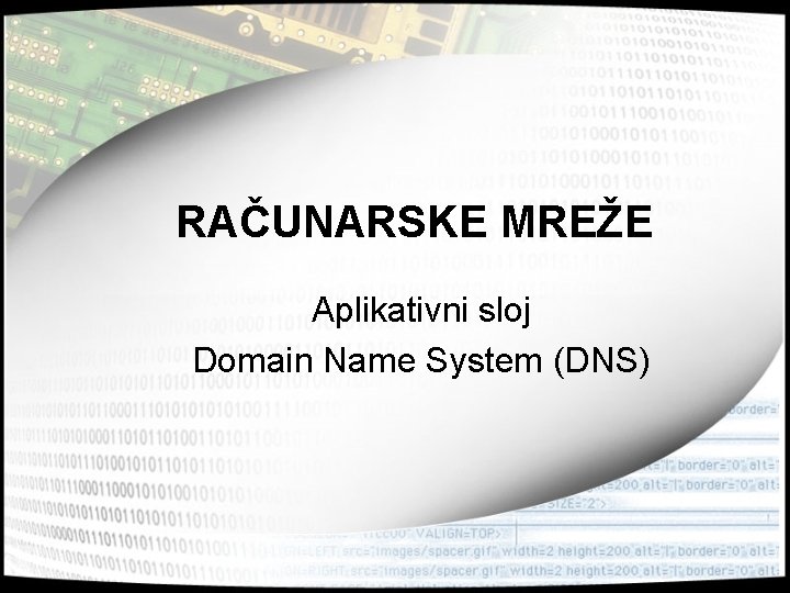 RAČUNARSKE MREŽE Aplikativni sloj Domain Name System (DNS) 