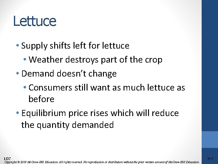 Lettuce • Supply shifts left for lettuce • Weather destroys part of the crop