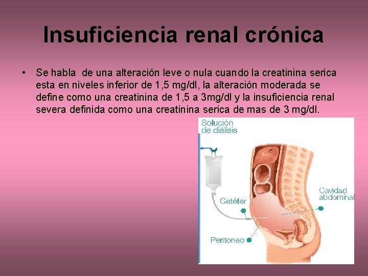 Insuficiencia renal crónica • Se habla de una alteración leve o nula cuando la