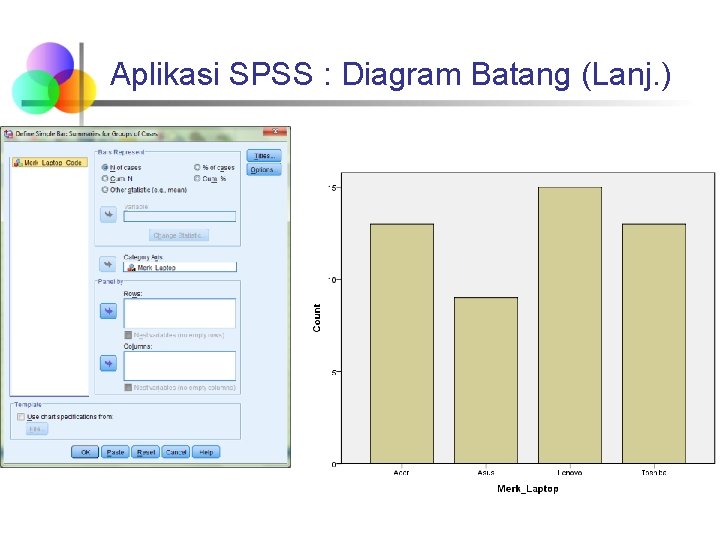 Aplikasi SPSS : Diagram Batang (Lanj. ) Aplikasi SPSS : Diagram Batang (Lanj. )