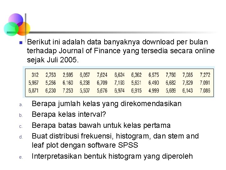 n a. b. c. d. e. Berikut ini adalah data banyaknya download per bulan n a. b. c. d. e. Berikut ini adalah data banyaknya download per bulan
