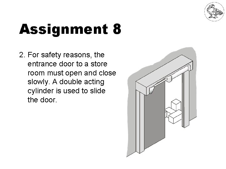 Assignment 8 2. For safety reasons, the entrance door to a store room must