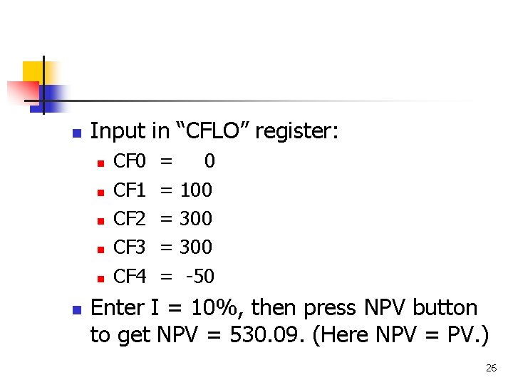n Input in “CFLO” register: n n n CF 0 CF 1 CF 2