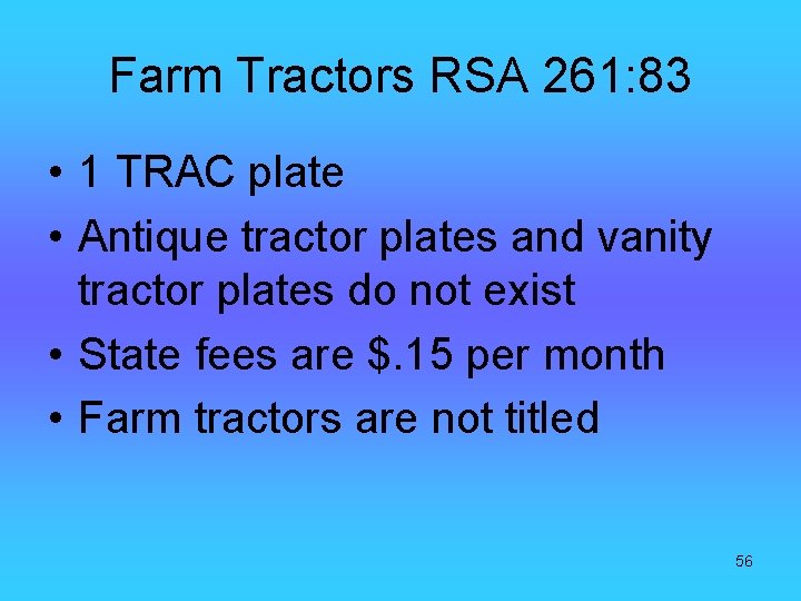 Farm Tractors RSA 261: 83 • 1 TRAC plate • Antique tractor plates and