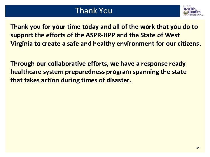 Thank You Thank you for your time today and all of the work that