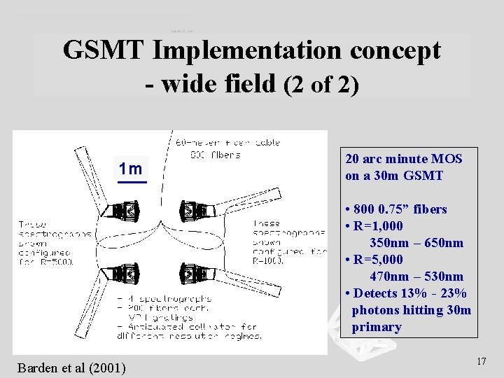 GSMT Implementation concept - wide field (2 of 2) 1 m 20 arc minute