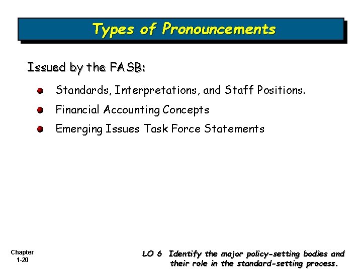 Types of Pronouncements Issued by the FASB: Standards, Interpretations, and Staff Positions. Financial Accounting