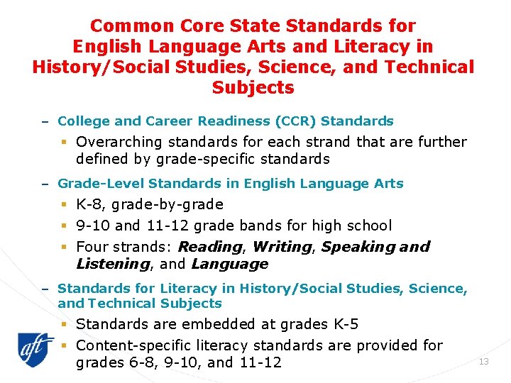 Common Core State Standards for English Language Arts and Literacy in History/Social Studies, Science,