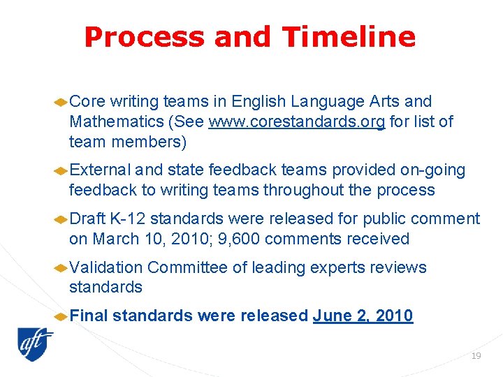 Process and Timeline Core writing teams in English Language Arts and Mathematics (See www.