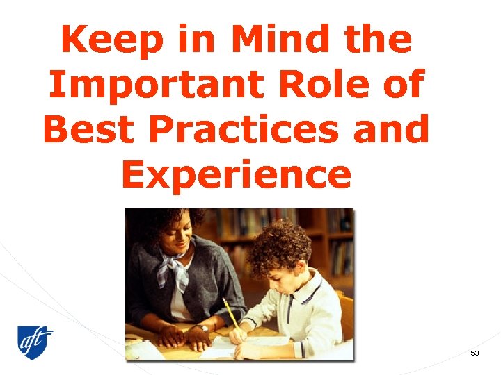 Keep in Mind the Important Role of Best Practices and Experience 53 