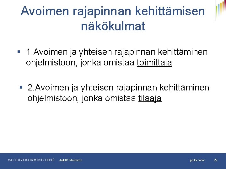 Avoimen rajapinnan kehittämisen näkökulmat § 1. Avoimen ja yhteisen rajapinnan kehittäminen ohjelmistoon, jonka omistaa