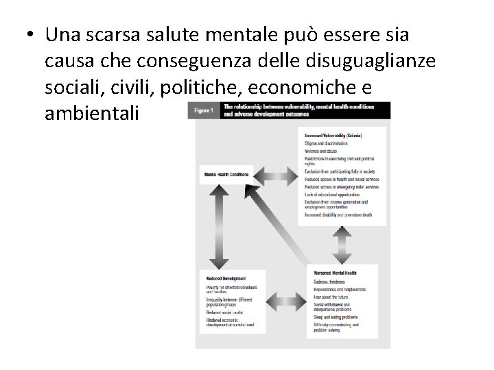  • Una scarsa salute mentale può essere sia causa che conseguenza delle disuguaglianze