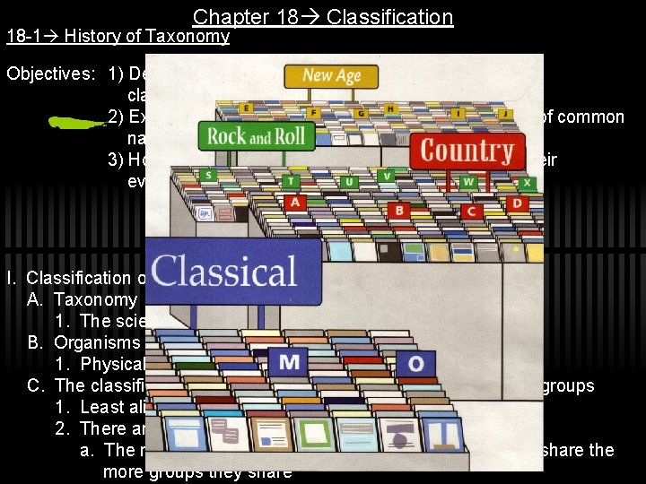Chapter 18 Classification 18 -1 History of Taxonomy Objectives: 1) Describe the system scientists
